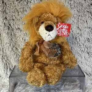Gotta Getta GUND "Pounce Delion" Lion Plush‎ Animal with Bow/Tags 16" Tall Brown